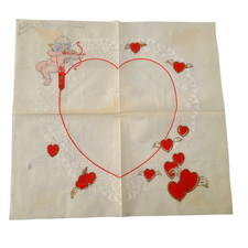Vintage Crepe 1930s Paper Valentine Cherub Napkin
