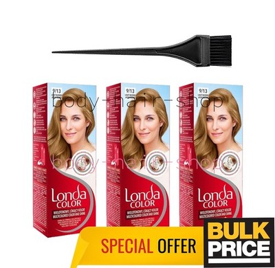 Londa 9/13 Light Blond Hair Color Cream 100% Grey Coverage Long-Lasting 3-Pack