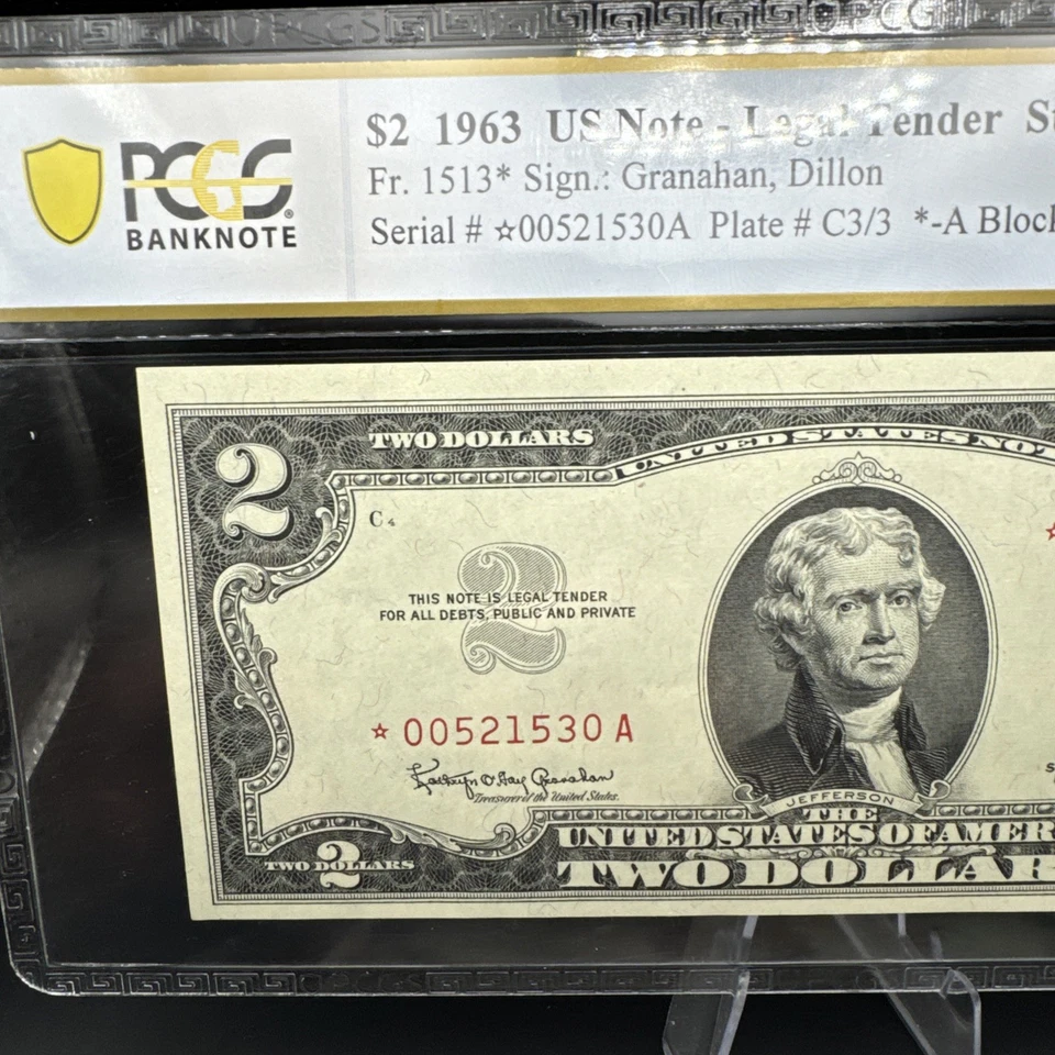 1963 $2 Legal Tender FR#1513* PCGS 65 Gem PPQ 2 Consecutive - Image 2 of 4