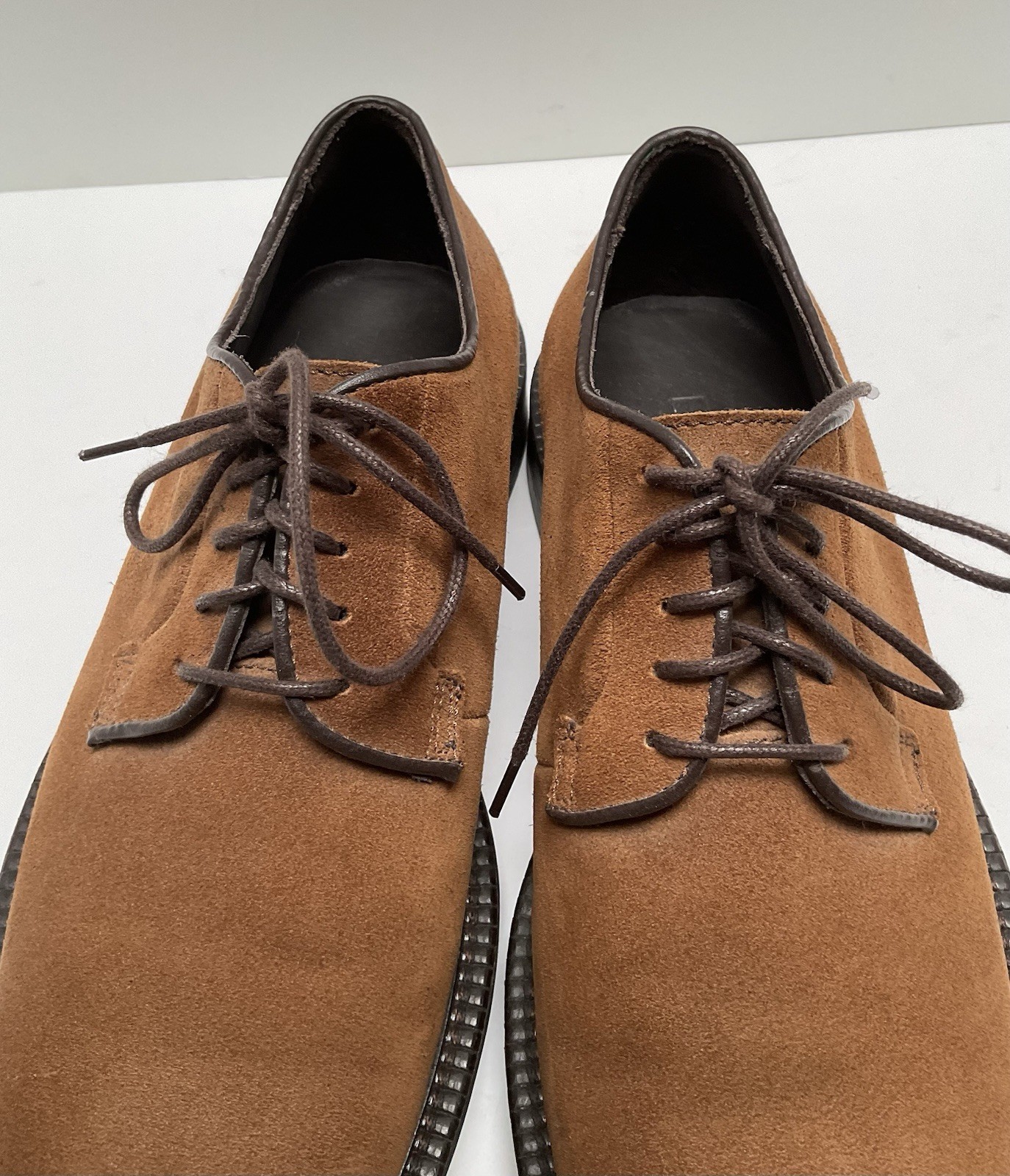 SAOLA Scarpa derby uomo Testoni Basic scamosciata marrone dorato taglia 7 M Italia stringata