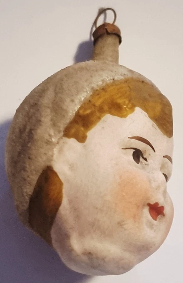 D0911 - Figural Vintage Christmas Tree Decoration - Girl - Head - Xmas - Image 2 of 4