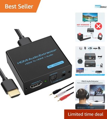 HDMI Audio Extractor 4K UHD to Optical/3.5mm AUX Converter - DTS 5.1 Support