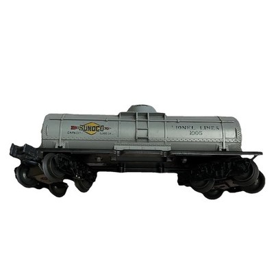 Lionel Lines O-27 Gauge 1005 Sunoco Gas Tanker Car Single Dome Train Car Gray