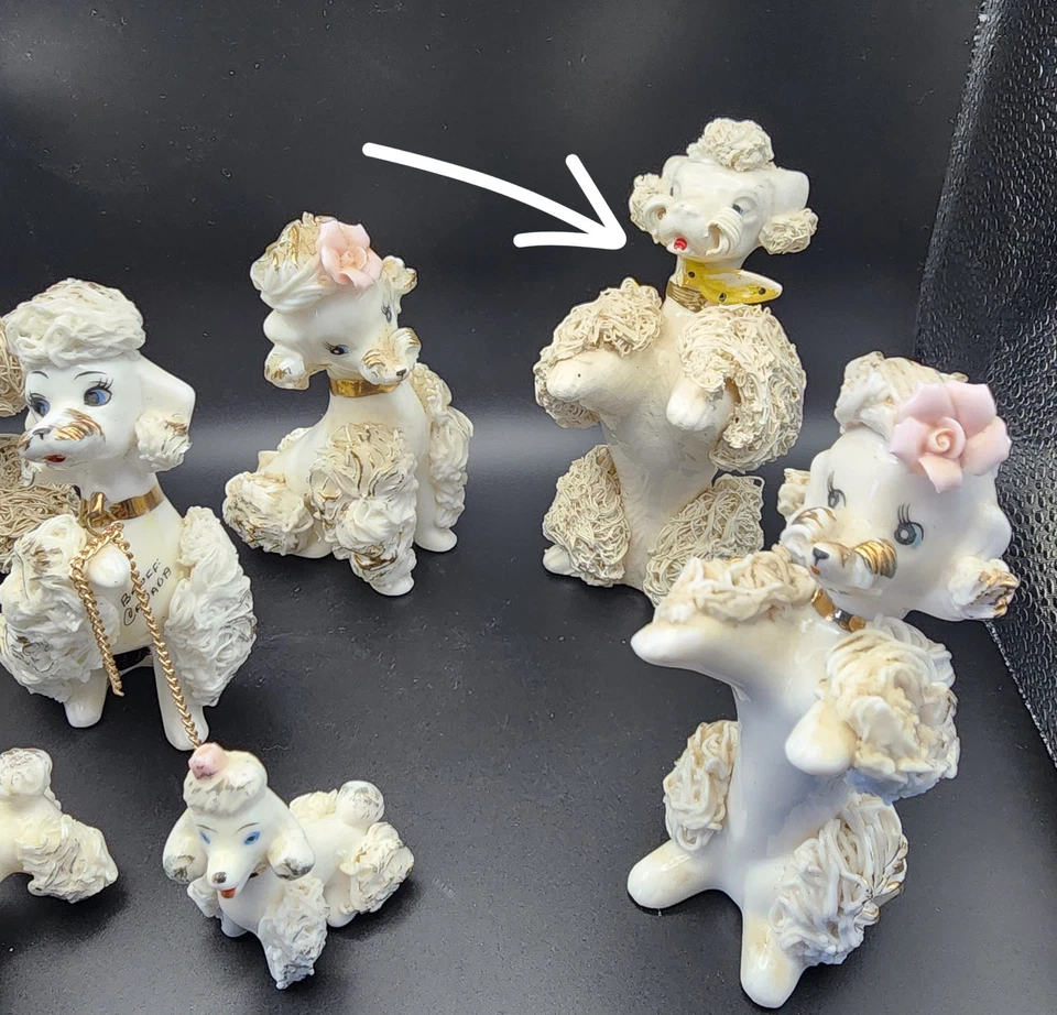 Lote de 6 estatuetas vintage de poodle de espaguete - Japão - algumas falhas de leitura - Imagem 4 de 4