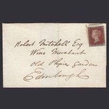 AB17_05 GB QV 1846 1d Plate 66 SG8-B1(1) DK FU 4 Margins on Edinburgh Wrapper