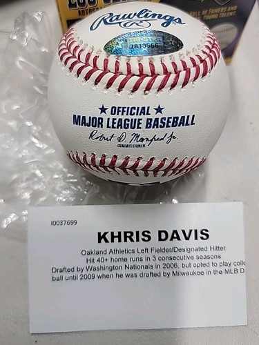 Khris Davis Milwaukee Brewers Athletics Rangers Signed Baseball Tristar COA Auto - Picture 2 of 5