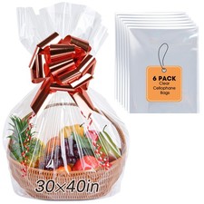 Yuiicaov 6PCS Extra Large Cellophane Bags, 30x40 Inch(Pack of 6), Clear