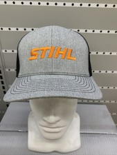 STIHL Vintage Wool Black Gray Orange Mesh Snapback Trucker Cap Hat Adjustable