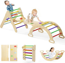 Pikler Triangle Set 7 in 1 Climbing Toys for Toddlers 1-3 inside Foldable Wood M