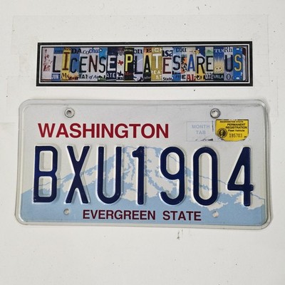 Washington Permanent Fleet License Plate Mount Rainier WA State Tag BXU1904