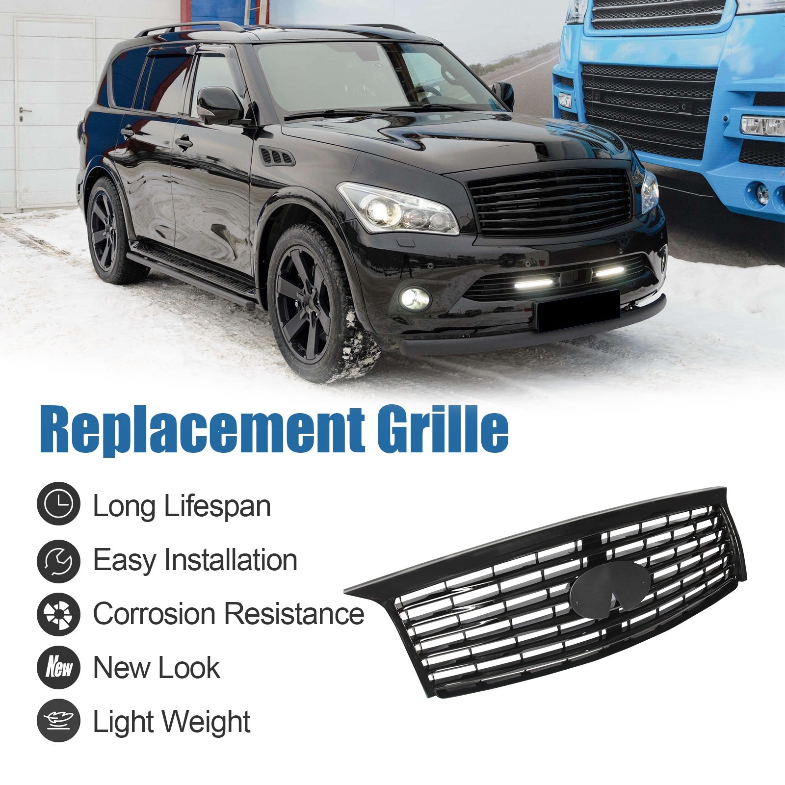 Front Upper Bumper Grille Grill Assembly For 2011-2013 infiniti QX56 623101LAOA