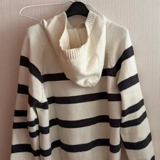 Brand New Line Stripe Hoodie Knit, Black White