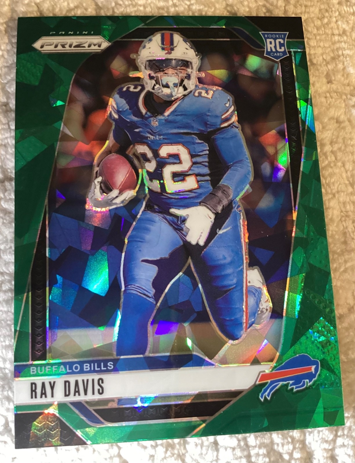 2024 Panini Prizm Ray Davis Green Cracked Ice RC Rookie Card #382 Buffalo Bills