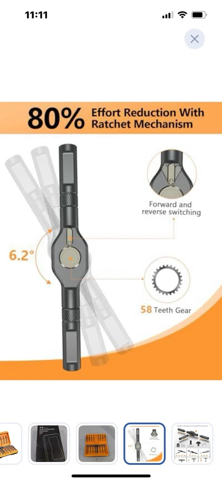 ORIA Screwdriver Kit, 42 in 1 Ratchet Screwdriver Set, Magnetic Precision Repair - Image 4 of 4