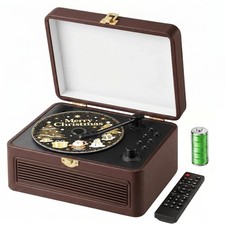 Portable Bluetooth CD Player with Speakers - Retro Design, Rechargeable 3600mAh,
