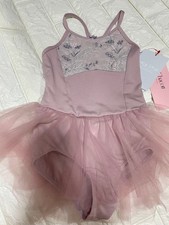 Chacott Pink Ballet Leotard with Tulle Skirt Embroidered Mesh 120