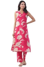 GoSriKi Women's Rayon Viscose Straight Printed Kurta with Pant