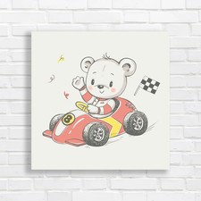 Cute Teddy Car For Kids Fashion Baby Shower Original Canvas Print Large Picture