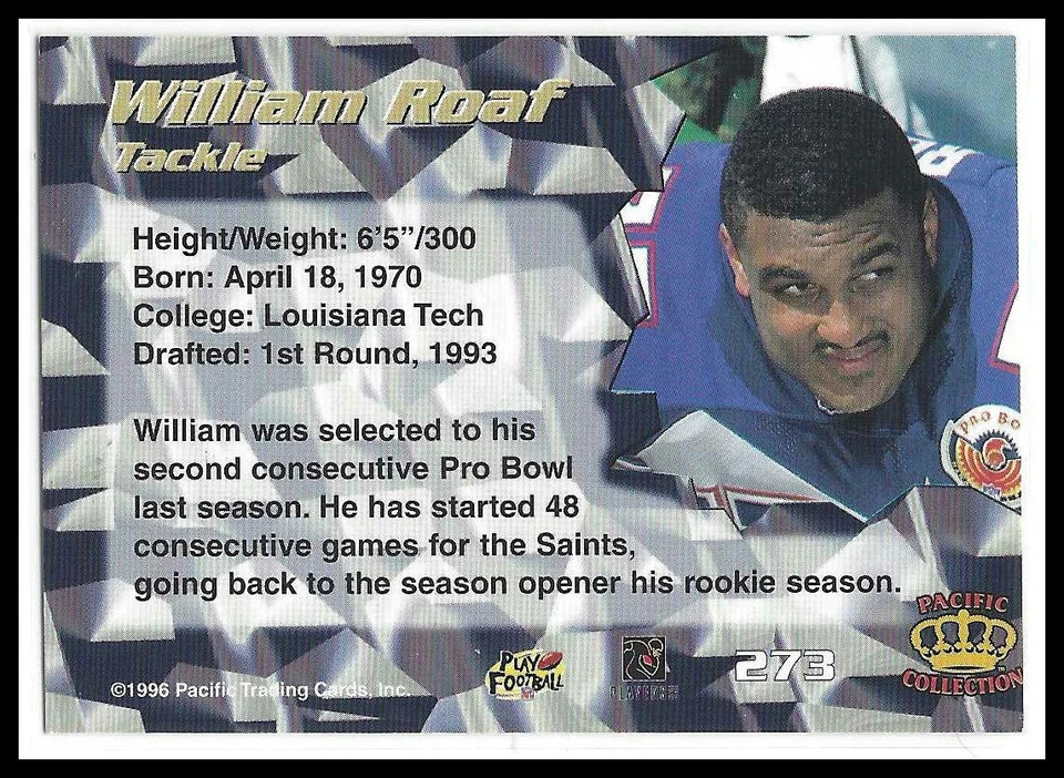Willie Roaf 1996 Pacific #273 New Orleans Saints - Image 2 of 2