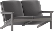 Charlestown Adirondack Style Deep Seat Patio Loveseat with Cushions - Gray Poly 