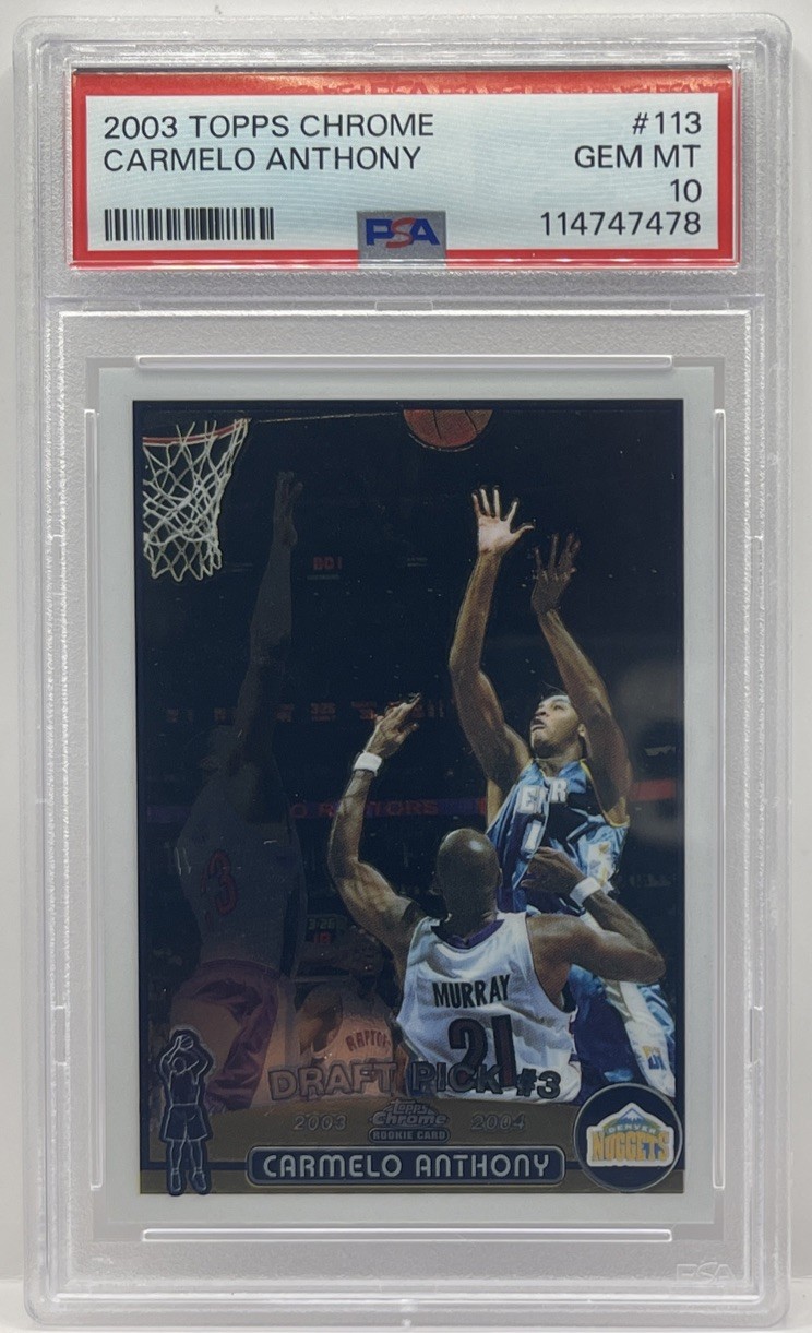 2003-04 Topps Chrome Carmelo Anthony #113 Rookie RC Nuggets PSA 10 GEM MINT