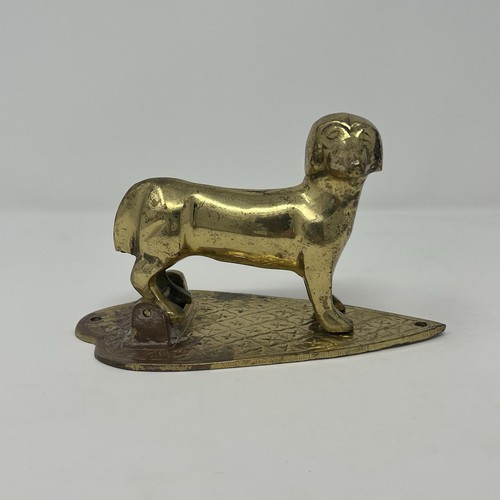 Vintage Brass Dachshund Hound Dog Door Knocker Dog MCM Wall Decoration READ