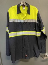 Red Kap Type O Class 1 Hi-Visibility Long Sleeve Button Up Work Shirt Size L-LN