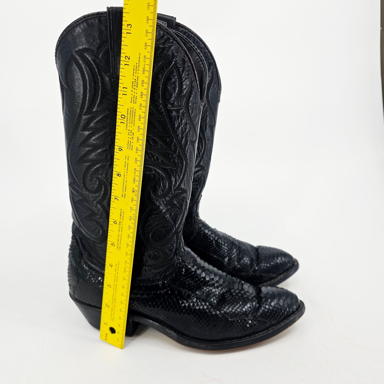 Vintage Laredo Black 13" Python Snakeskin Cowboy … - image 9