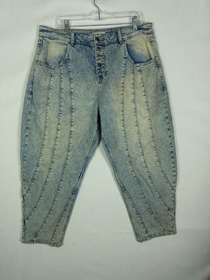 FESTI Balloon Jeans Womens 10R Button Fly Acid Wash Light Blue High Rise