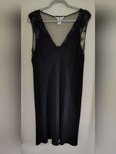 Nine West Black Lace LBD Dress 14 Sheer Layered Flowy Boho Vintage Whimsigoth