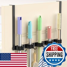 Broom Holder Over The Door 4 Over Door Hook - Black