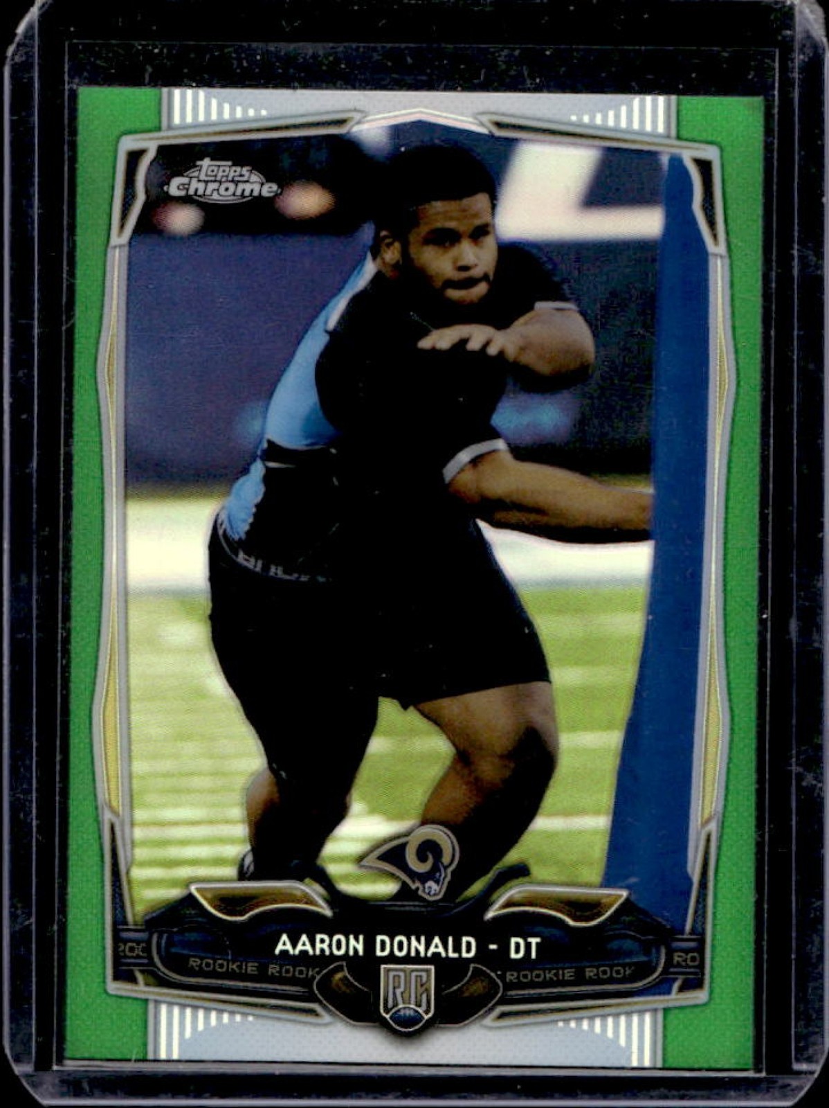 2014 Topps Chrome Aaron Donald RC Green Refractor Rookie #175 Rams
