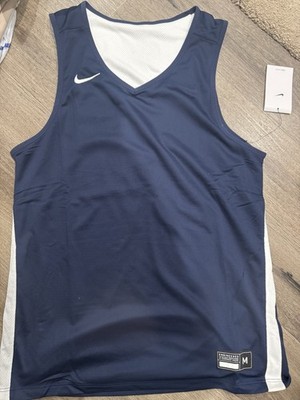 NIKE Dri-Fit Basketball Jersey Reversible Large Mens Navy Blue White