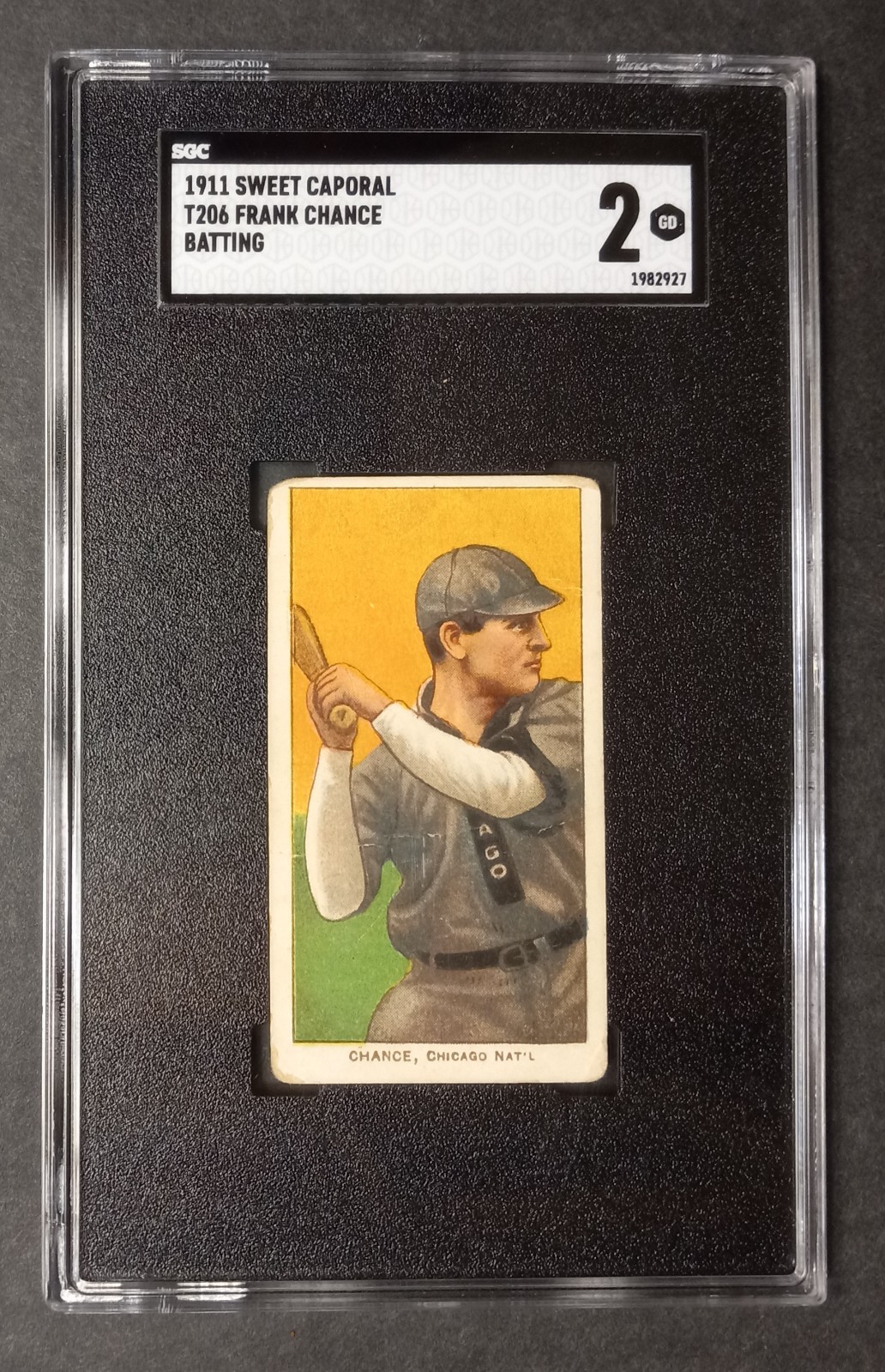 1909-11 T206 - Frank Chance - HOF - Sweet Caporal 350-460/25 -  SGC 2 GOOD