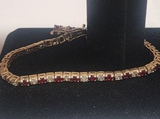 Vintage EDCO Goldtone RUBY CZ Cubic Zirconia ...