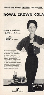 1954 Royal Crown Cola: All Time Low in Calories Vintage Print Ad