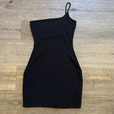 Black one shoulder mini dress with glittery textureSize LBrand: Windsor