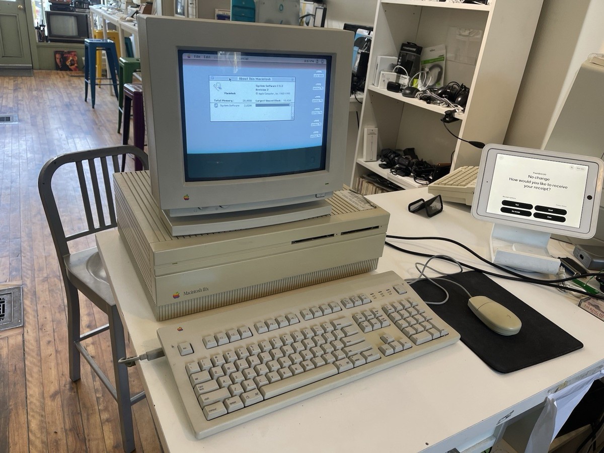 コンピュータ・IT PC-Transer ej for Macintosh Ver.5.0 Vintage 1990 Macintosh IIfx Computer w/ Keyboard and Mouse - A5525