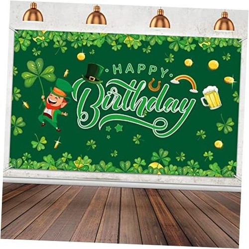Happy Birthday St. Patrick's Day Backdrop Banner Saint Patricks Birthday Party