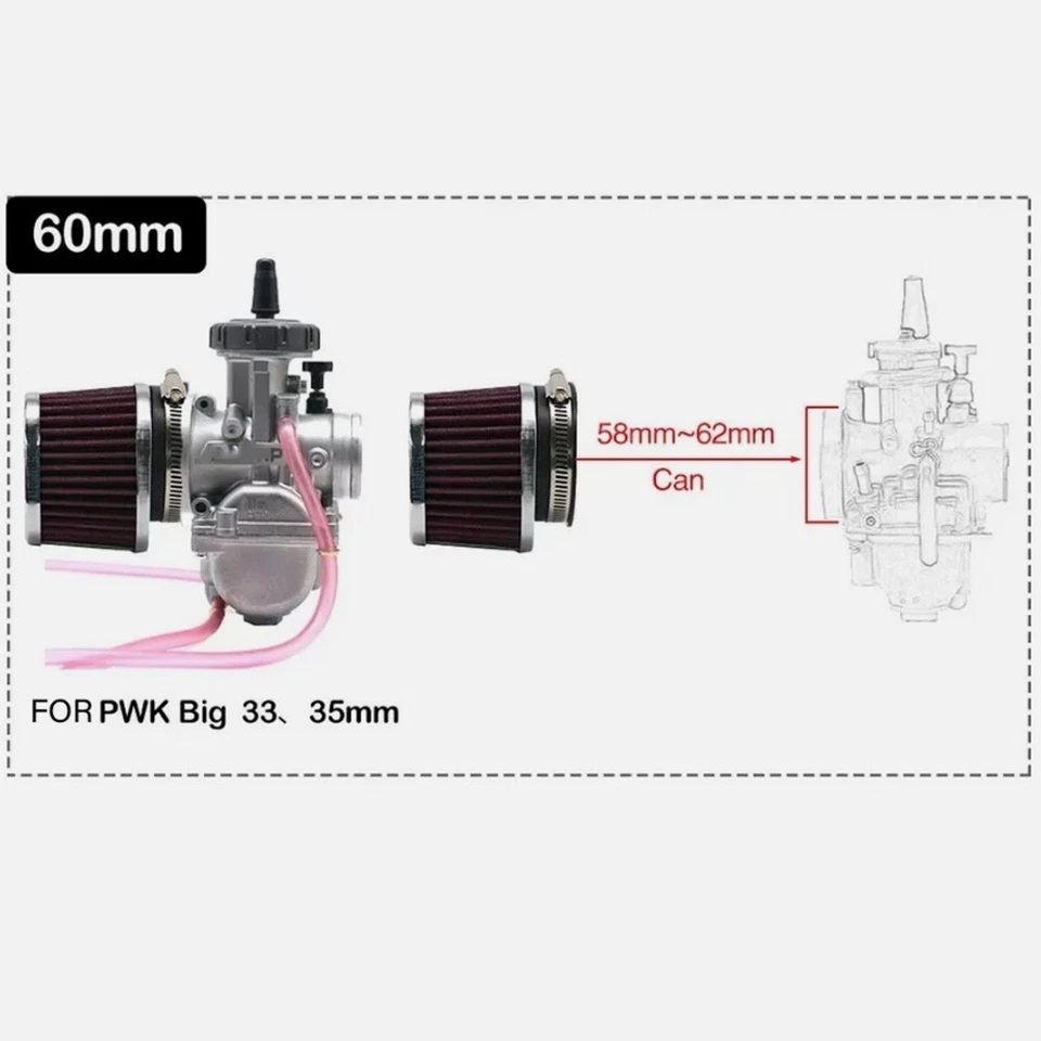 Filtro de aire de alto flujo para motocross scooter limpiador de cápsulas de aire 60 mm 1 pieza Foto 3 de 4
