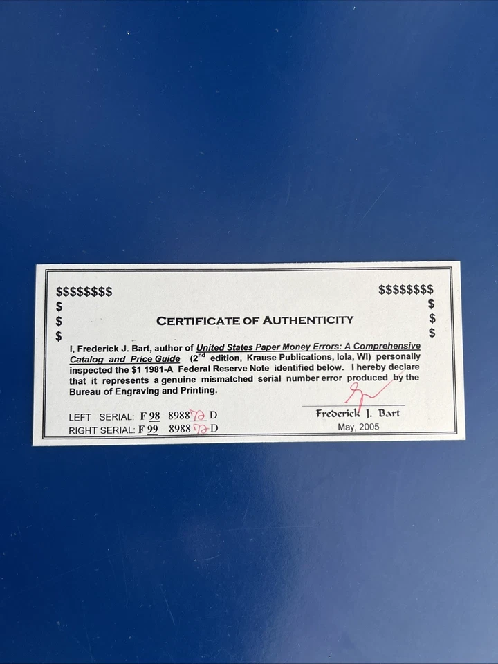 Southern Hoard of Rare Mismatched Serial Numbers One Dollar Bill - Image 3 of 4