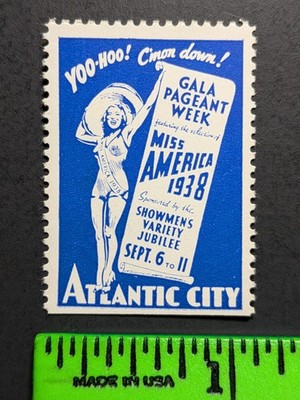 Vintage 1938 Atlantic City Miss American Pageant Poster Stamp