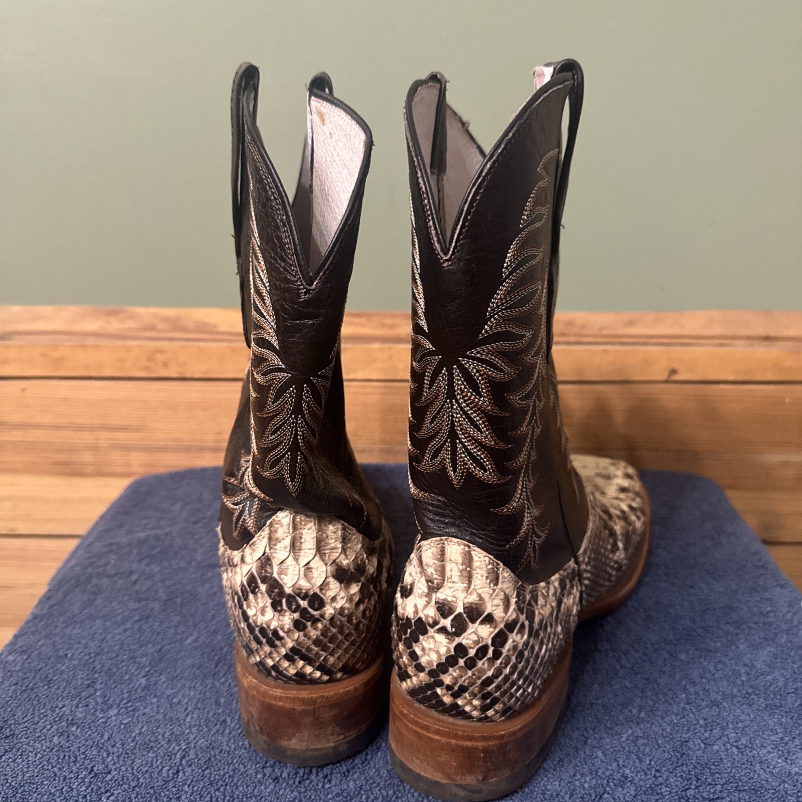 Cowtown Men's Square Toe Python Snakeskin Leather… - image 3