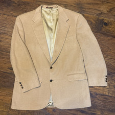 Vtg Bernhard Altmann 46L Blazer 100% Fine Camel Hair Made in USA Union ACTWU 80s