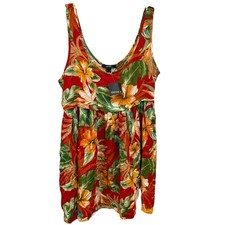 Forever 21 Floral Print Mini Dress Tropical Sleeveless Casual Red Size S