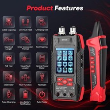 Vexalify Network Cable Tester RJ45 CAT5 CAT6 Toner PoE Optical Power Meter VFL