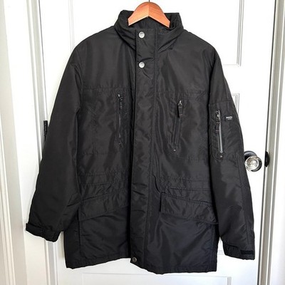 Bugatchi Uomo Men Black Full Zip Jacket Parka Medium Water Resistant Casual
