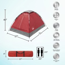 Lightweight 2 Person Camping Tent Easy Setup Fiberglass Poles Outdoor Use