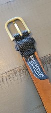 Brighton Men  s Dress Belt Size 38 Black Genuine Lizard Textured Brass Buckle 1"