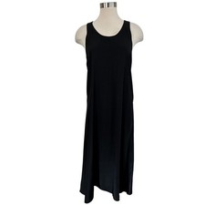 ATM 100% Silk Racerback Maxi Tank Dress Womens M Black Minimalist Luxury Chic
